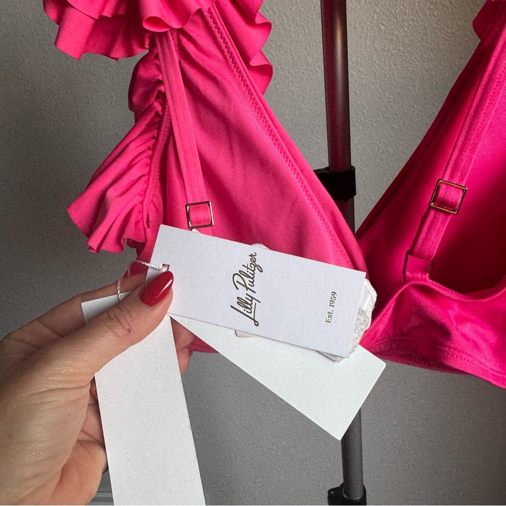 NWT LILLY PULITZER  Steviekate Ruffle Bikini Top & Bottom Roxie Pink Sz 8 - Picture 12 of 14